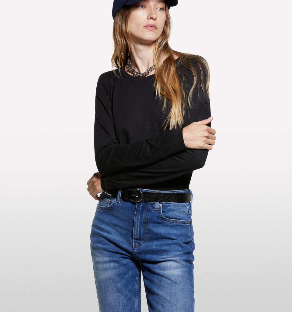 Black long sleeve t-shirt - women's long sleeve t-shirts - Black | Sisley image number 3